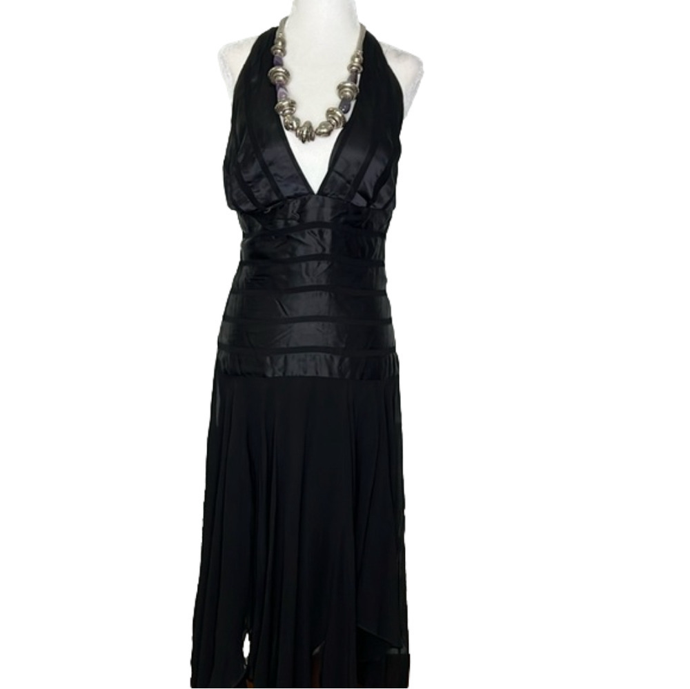 Pink ice black halter dress